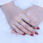 Fancy Vivid Yellow 1 Ct Cushion Cut Split Shank Tiara Engagement Ring (Setting Price Only) - LGG Jewelry