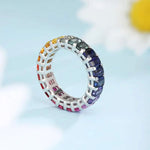 Charger l&#39;image dans la visionneuse de galerie, Graduating Pink Sapphire Four Prongs Eternity Band - LGG Jewelry
