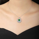 Load image into Gallery viewer, Heart of Tear Lab Emerald Pendant Necklace - LGG Jewelry

