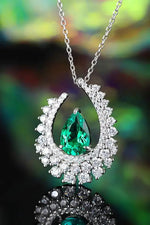 Load image into Gallery viewer, Heart of Tear Lab Emerald Pendant Necklace - LGG Jewelry
