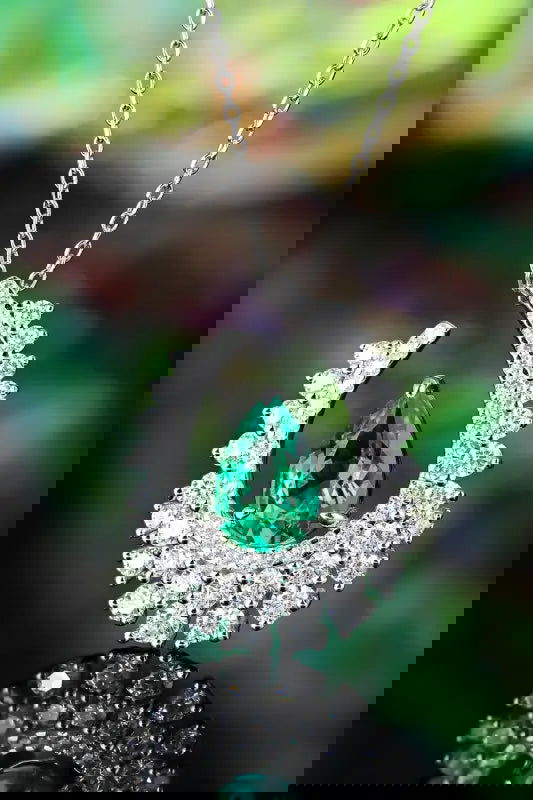 Heart of Tear Lab Emerald Pendant Necklace - LGG Jewelry