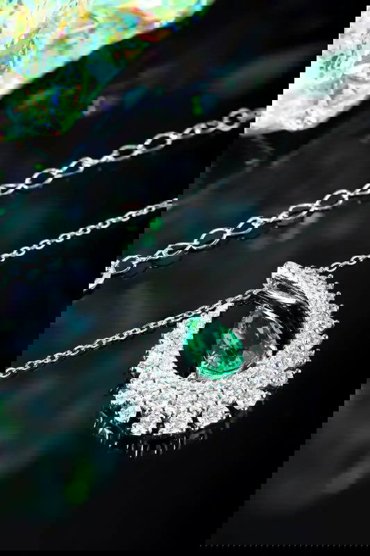 Heart of Tear Lab Emerald Pendant Necklace - LGG Jewelry