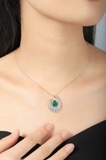 Load image into Gallery viewer, Heart of Tear Lab Emerald Pendant Necklace - LGG Jewelry
