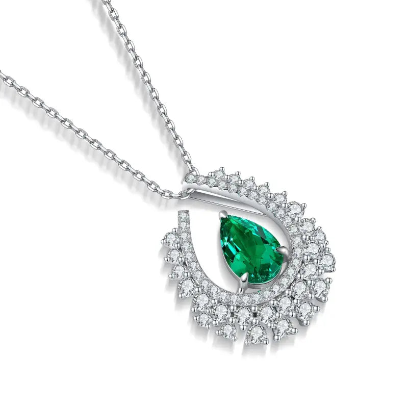 Heart of Tear Lab Emerald Pendant Necklace - LGG Jewelry