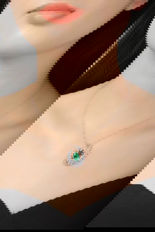 Heart of Tear Lab Emerald Pendant Necklace - LGG Jewelry
