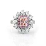 Load image into Gallery viewer, IGI Certified 1.03 Ct Radiant Cut Fancy Pink Lab Diamond Pink Halo Pear-Cluster Engagement Ring - LGG Jewelry
