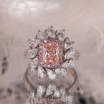 Load image into Gallery viewer, IGI Certified 1.03 Ct Radiant Cut Fancy Pink Lab Diamond Pink Halo Pear-Cluster Engagement Ring - LGG Jewelry
