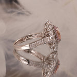 Load image into Gallery viewer, IGI Certified 1.03 Ct Radiant Cut Fancy Pink Lab Diamond Pink Halo Pear-Cluster Engagement Ring - LGG Jewelry
