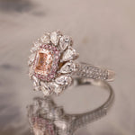 Load image into Gallery viewer, IGI Certified 1.03 Ct Radiant Cut Fancy Pink Lab Diamond Pink Halo Pear-Cluster Engagement Ring - LGG Jewelry
