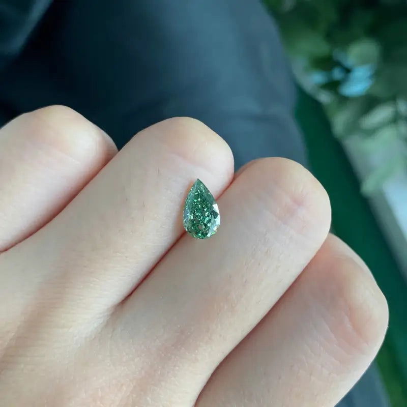 IGI Certified Pear Cut 1.28 Ct Fancy Intense Green Lab Diamond VS1 Clarity - LGG Jewelry