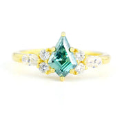 Kite Cut Green Moissanite Cluster Engagement Ring - LGG Jewelry