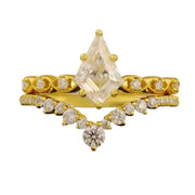 Kite Shape Moissanite Wedding Bridal Ring Set - 2pcs - LGG Jewelry