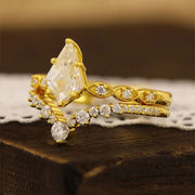 Kite Shape Moissanite Wedding Bridal Ring Set - 2pcs - LGG Jewelry
