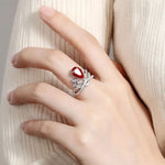Load image into Gallery viewer, Leaf Crown 2.7 Ct Pear Cut Lab Ruby Engagement Ring - LGG Jewelry
