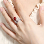 Load image into Gallery viewer, Leaf Crown 2.7 Ct Pear Cut Lab Ruby Engagement Ring - LGG Jewelry
