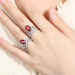 Load image into Gallery viewer, Leaf Crown 2.7 Ct Pear Cut Lab Ruby Engagement Ring - LGG Jewelry
