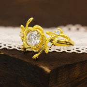 Leafy Rose Round Cut Lab Diamond Engagement Ring - LGG Jewelry