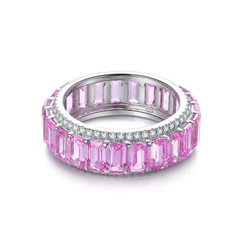 Lovely Emerald Cut Pink Sapphire Eternity Band - LGG Jewelry