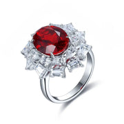 Luxury 6 Ct Oval Lanb Ruby Cluster Engagement Ring - LGG Jewelry
