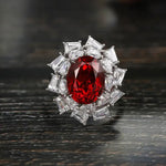 Load image into Gallery viewer, Luxury 6 Ct Oval Lanb Ruby Cluster Engagement Ring - LGG Jewelry
