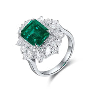 Luxury Cluster 3 Ct Lab Emerald Four Prongs Engagement Ring - LGG Jewelry
