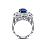 Charger l&#39;image dans la visionneuse de galerie, Luxury Cluster 4 Ct Elongated Cushion Cut Lab Blue Sapphire Engagement ring - LGG Jewelry
