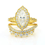 Load image into Gallery viewer, Luxury Contour Marquise Cut Lab Diamond Bridal Rings - 2 pcs - LGG Jewelry
