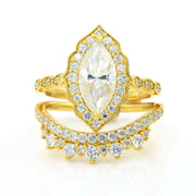 Luxury Contour Marquise Cut Lab Diamond Bridal Rings - 2 pcs - LGG Jewelry