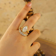 Luxury Contour Marquise Cut Lab Diamond Bridal Rings - 2 pcs - LGG Jewelry