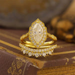 Load image into Gallery viewer, Luxury Contour Marquise Cut Lab Diamond Bridal Rings - 2 pcs - LGG Jewelry
