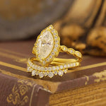 Load image into Gallery viewer, Luxury Contour Marquise Cut Lab Diamond Bridal Rings - 2 pcs - LGG Jewelry
