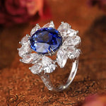 Load image into Gallery viewer, Luxury Marquise &amp; Pear Cluster 8.4 Ct Lab Blue Sapphire Engagement Ring - LGG Jewelry
