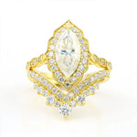 Charger l&#39;image dans la visionneuse de galerie, Luxury Tiara Marquise Cut Lab Diamond Bridal Rings - 2pcs - LGG Jewelry
