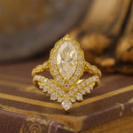 Charger l&#39;image dans la visionneuse de galerie, Luxury Tiara Marquise Cut Lab Diamond Bridal Rings - 2pcs - LGG Jewelry
