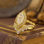 Charger l&#39;image dans la visionneuse de galerie, Luxury Tiara Marquise Cut Lab Diamond Bridal Rings - 2pcs - LGG Jewelry
