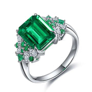 Mixed Color Cluster 3 Ct Lab Emerald Engagement Ring - LGG Jewelry