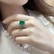 Mixed Color Cluster 3 Ct Lab Emerald Engagement Ring - LGG Jewelry