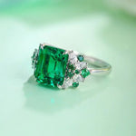 Load image into Gallery viewer, Mixed Color Cluster 3 Ct Lab Emerald Engagement Ring - LGG Jewelry
