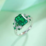 Load image into Gallery viewer, Mixed Color Cluster 3 Ct Lab Emerald Engagement Ring - LGG Jewelry
