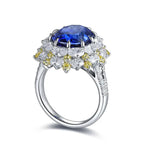 Load image into Gallery viewer, Mixed Color Cluster 5.9 Ct Oval Shape Lab Blue Sapphire Engagement Ring - LGG Jewelry
