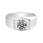Modern 1 Ct Round Lab Diamond bezel Wedding Ring For Men - LGG Jewelry
