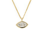 Charger l'image dans la visionneuse de galerie, 1.61CT East-West Marquise Gold Wheat Chain Necklace in 14K Yellow Gold
