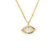 1.61CT East-West Marquise Gold Wheat Chain Necklace in 14K Yellow Gold