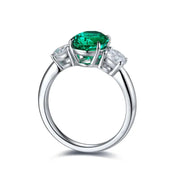 Oval Cut Lab Emerald Three-Stone Engagement Ring - LGG Jewelry