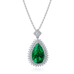 Load image into Gallery viewer, Pear Cut Columbia Green Lab Emerald Cluster Pendant Necklace - LGG Jewelry
