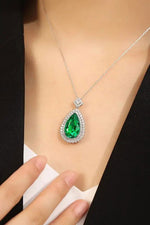 Load image into Gallery viewer, Pear Cut Columbia Green Lab Emerald Cluster Pendant Necklace - LGG Jewelry
