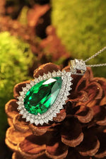 Load image into Gallery viewer, Pear Cut Columbia Green Lab Emerald Cluster Pendant Necklace - LGG Jewelry
