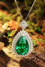 Load image into Gallery viewer, Pear Cut Columbia Green Lab Emerald Cluster Pendant Necklace - LGG Jewelry
