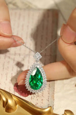 Load image into Gallery viewer, Pear Cut Columbia Green Lab Emerald Cluster Pendant Necklace - LGG Jewelry
