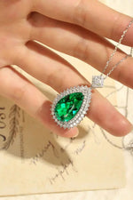Load image into Gallery viewer, Pear Cut Columbia Green Lab Emerald Cluster Pendant Necklace - LGG Jewelry
